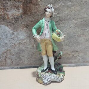 Antique Male Fruit Seller  Statue Old Staffordshire Ware England 1885
